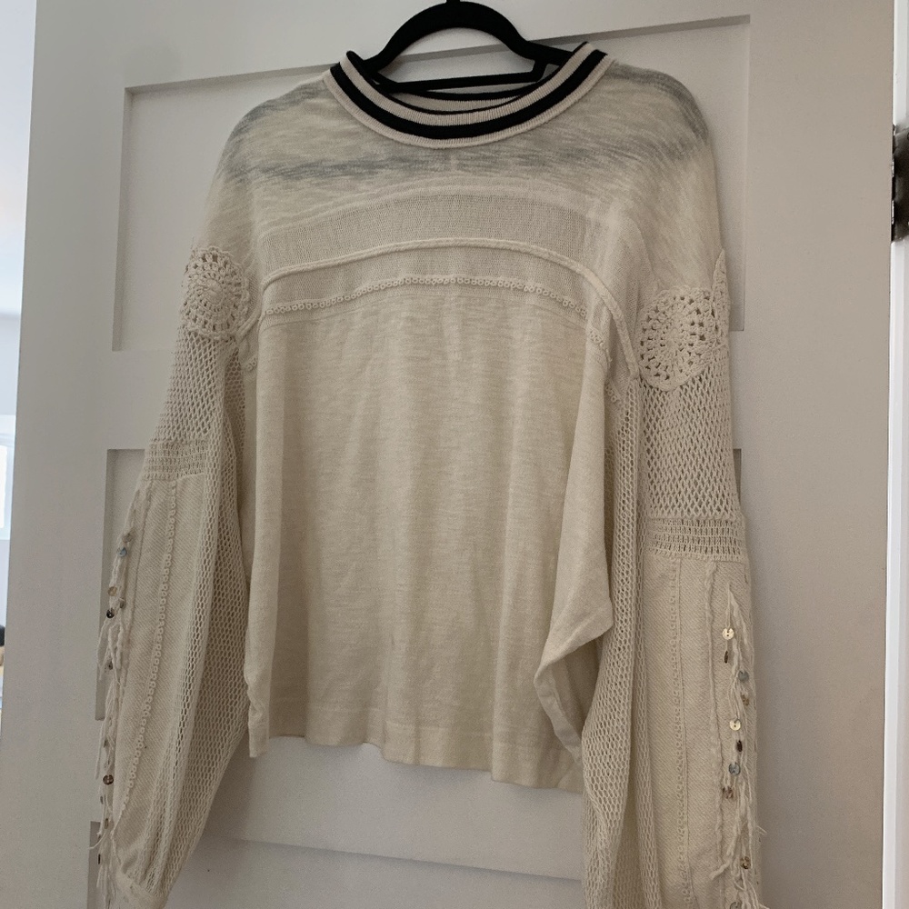 Free People Sweater with bell sleeves, embroidery